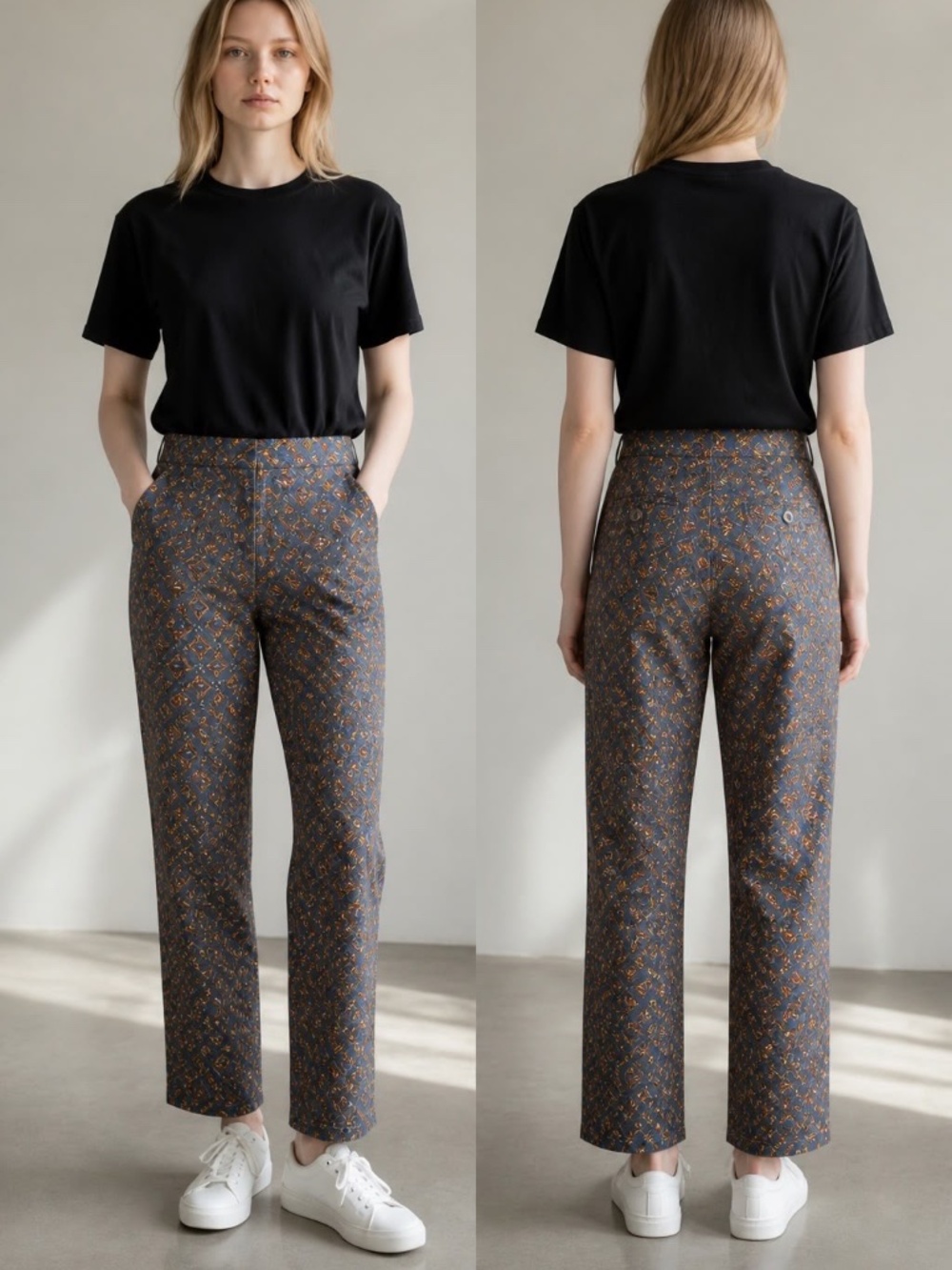 Burberry Women’s Navy Printed Tailored Pants
